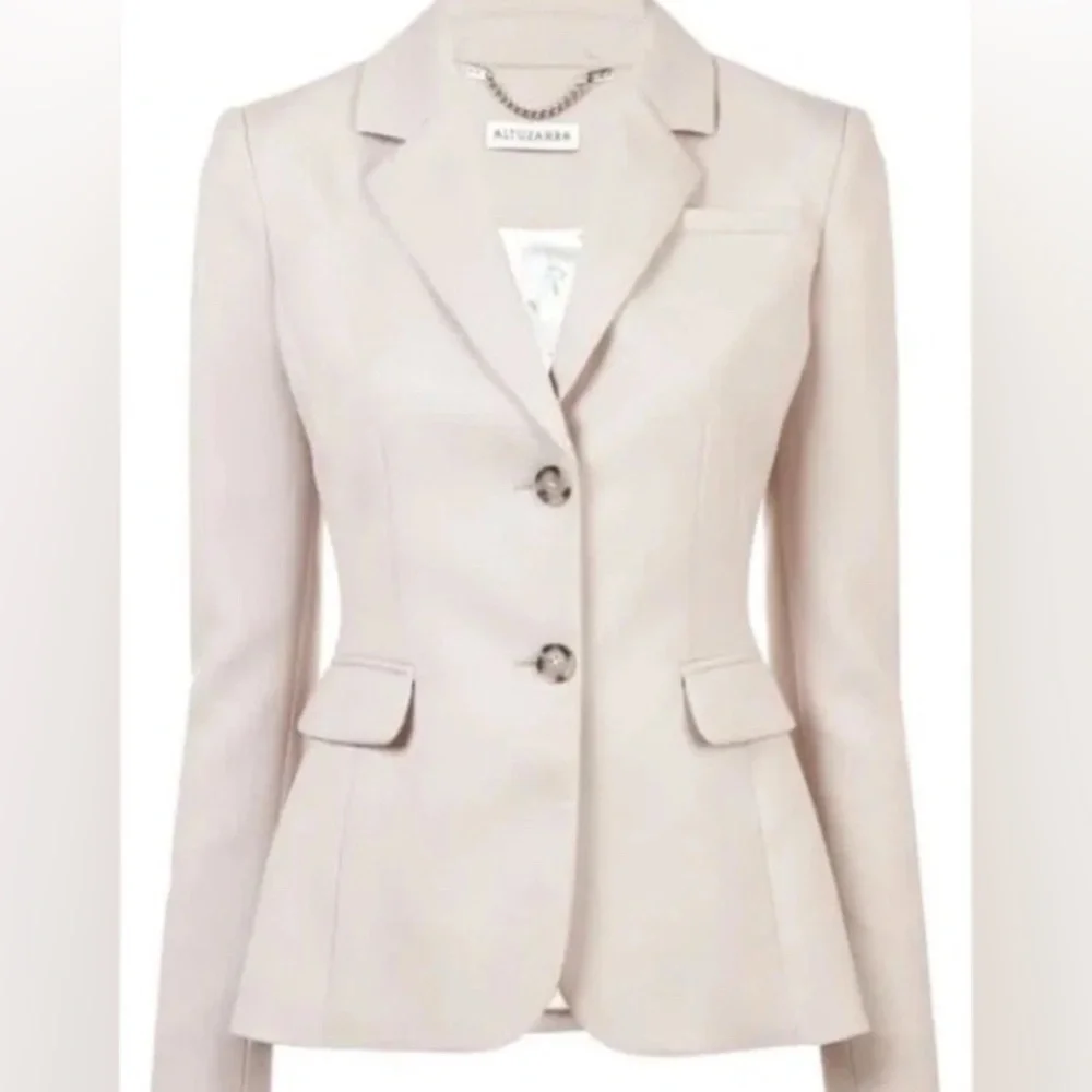 Altuzarra Cream Stretch Wool Two-Button Tailored Blaze